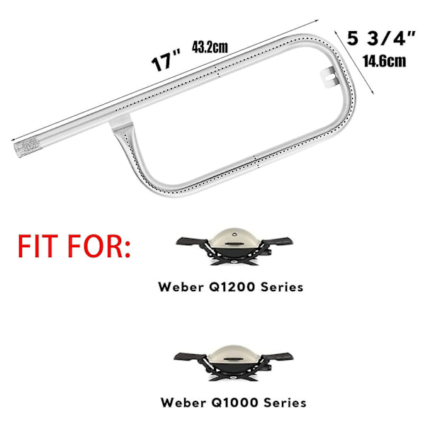 Grill Ersättningsbrännare Rör Matlagningsgaller för Weber Q1200 Q120 Q1000 Q100 Yo