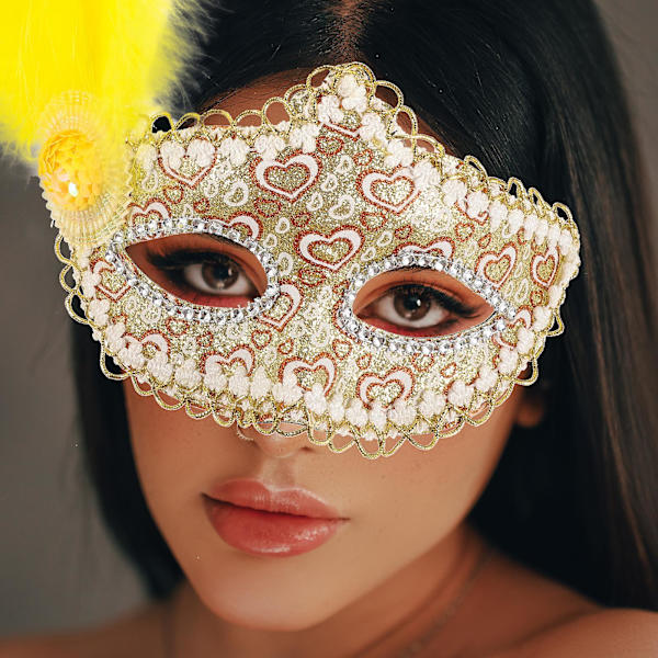 Venetiansk Mask Fjäder Ögonmask Kvinnor Damer Maskerad Mask Mardi Gras Kostym Rekvisita