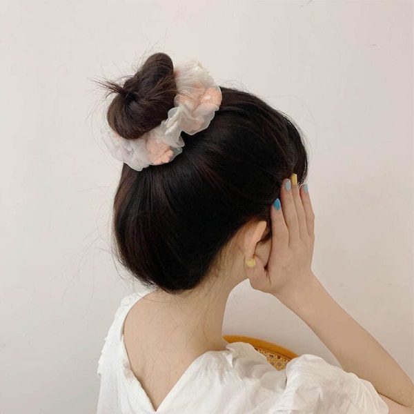 10 st Sakura scrunchie blomma elastiskt pannband scrunchie hästsvans hårtillbehör