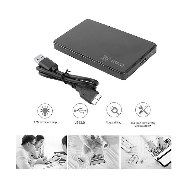 2,5 tum SATA till USB 3.0 Solid State Enclosure Mobil Hårddisk Kassett med USB3.0/2.0 Kabel för HDD SSD Extern Lagring