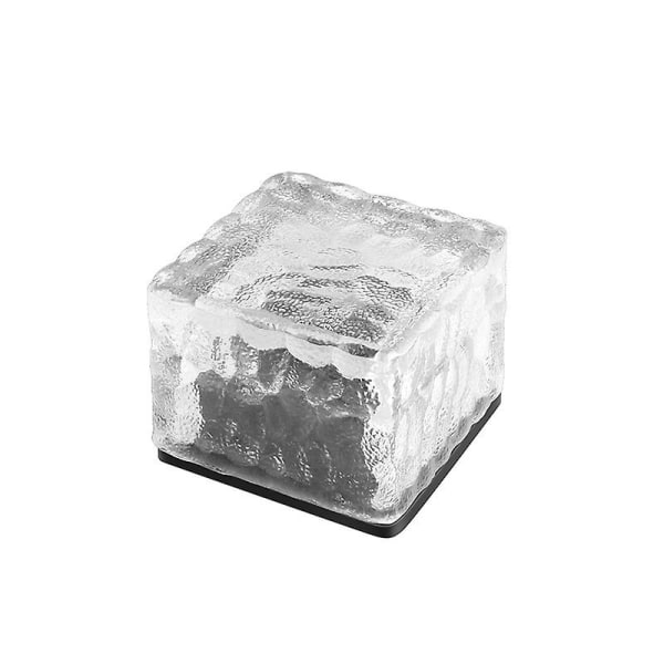 Solar Glass Brick Light - Solar Ice Cube Led Light - Crystal Brick Stone Lamp Garden Courtyard Pathway Patio Pool, Dekorativ (4st Vit)