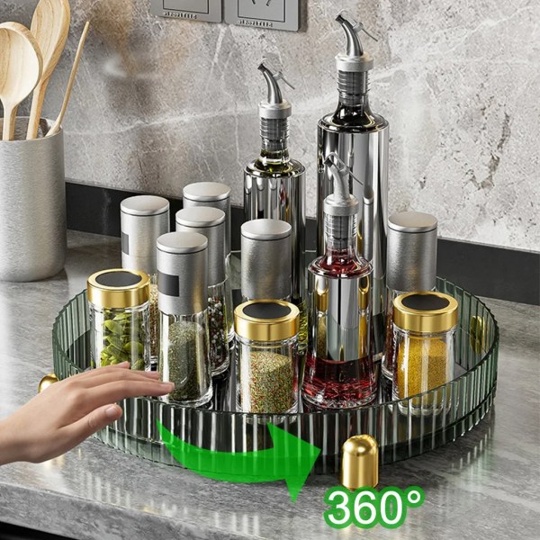 Freetoo kryddställ, multifunktionell snurrorganiserare, roterande kryddställ, 360° rotationsdesign, lämplig för kök, badrum, fåfänga