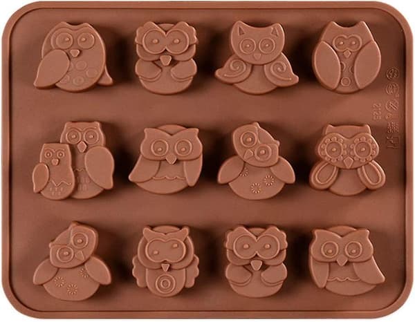 Choklad, cupcakes, muffins, pudding silikon bakformar - Djurserie (uggla)