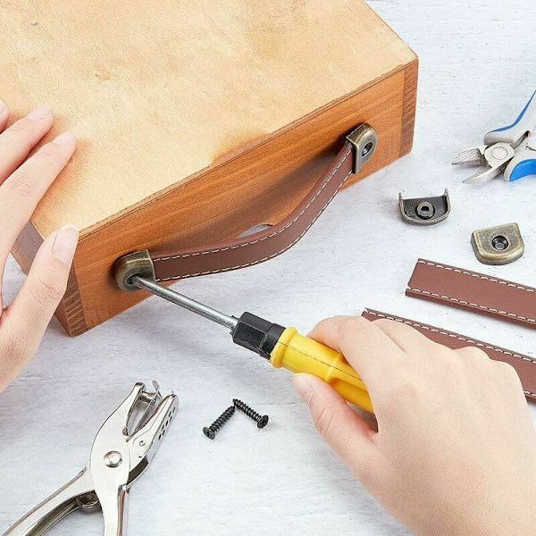 6-pack läderhandtag möbelhandtag vintage läder - skåphandtag läderhandtag bruna köksmöblerhandtag axelavstånd 96mm