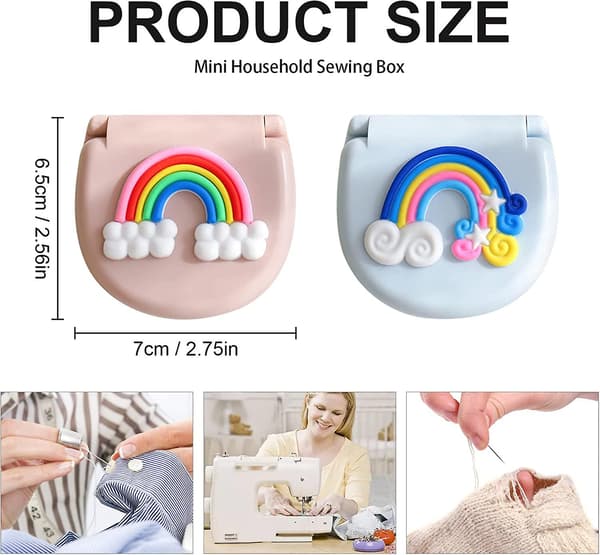 2-pack litet sykit, bärbart sykit, låda i plast, sylåda, stil 1