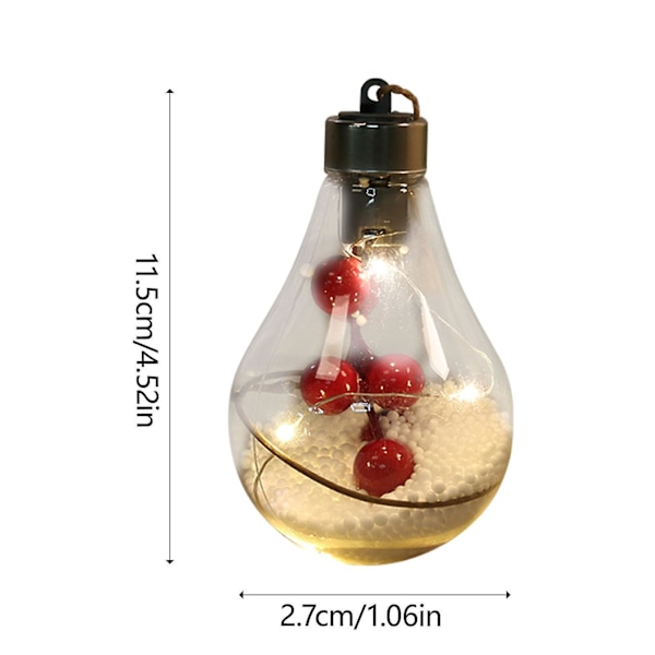 Julkula med LED-ljus, Transparent Julkula, Julgranshänge, Glödande