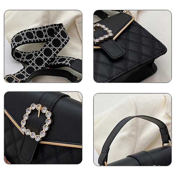 Axelväska för kvinnor Läder Handväska Crossbody Väskor Med Kedjerem Rea Svart
