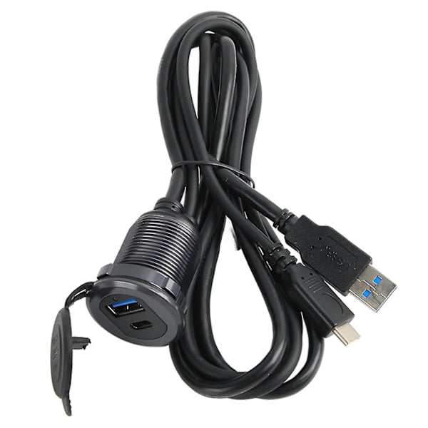 Bilinfälld kabeltyp C 3.0 Usb 3.0 hane till hona vattentät infälld bilinstrumentpanel monteringskabel för bilbåt motorcykel
