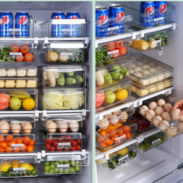 2 st 4-lagers organizer Låda Äggbricka Matbehållare Förvaringslåda Låda Utdragbar bricka Låda Space Saver Kök Organizer
