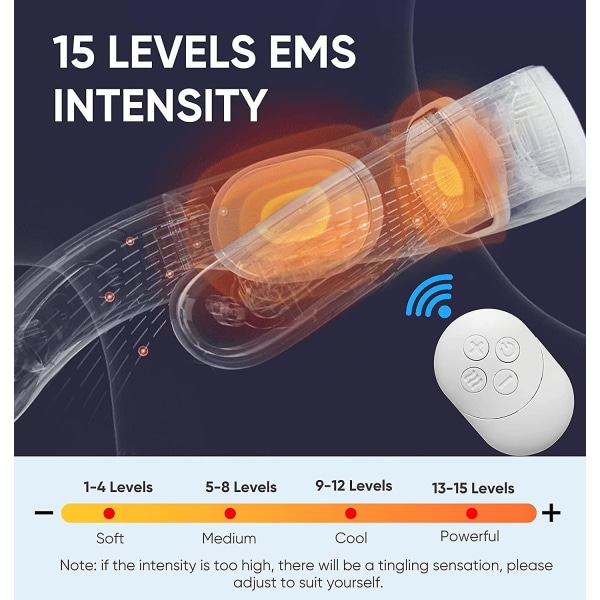 Nackmassage, Elektrisk nackmassage för smärtlindring, Intelligent nacklymfmassage med värme för kvinnor och män, 10 lägen 15 nivåer sladdlös