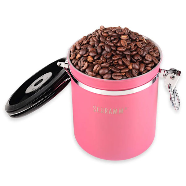 Schramm® kaffeburk 1500 ml i 10 färger med doseringssked Höjd: 15cm Kaffeburkar Kaffebehållare i rostfritt stål, färg:rosa