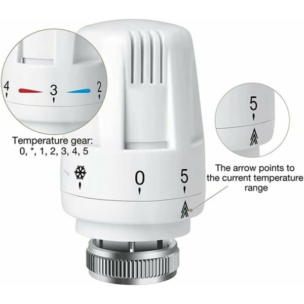 Termostatknopp Termostat 4 st M 30 x 1,5 Ersättningsknopp för radiatorventil med frostskyddsinställning
