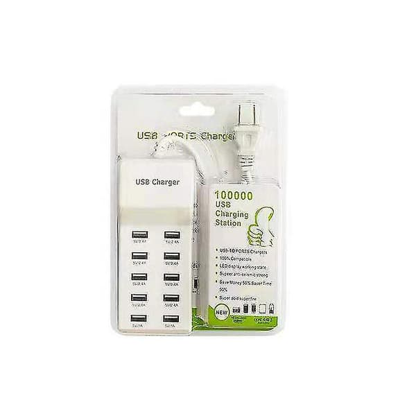 10-portars multi USB laddarstation Hubvägg Power för telefon Yo（EU）