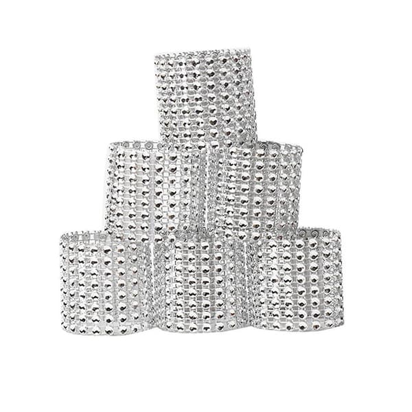 50 st Bling Diamant Rhinestone Mesh Wrap Servett Ring Bröllopsdekoration Guld