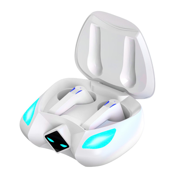 E-sport Gaming Headset Bluetooth In-ear Trådlöst Bluetooth Headset med låg latens med stort batteri och lång batteritid Vit