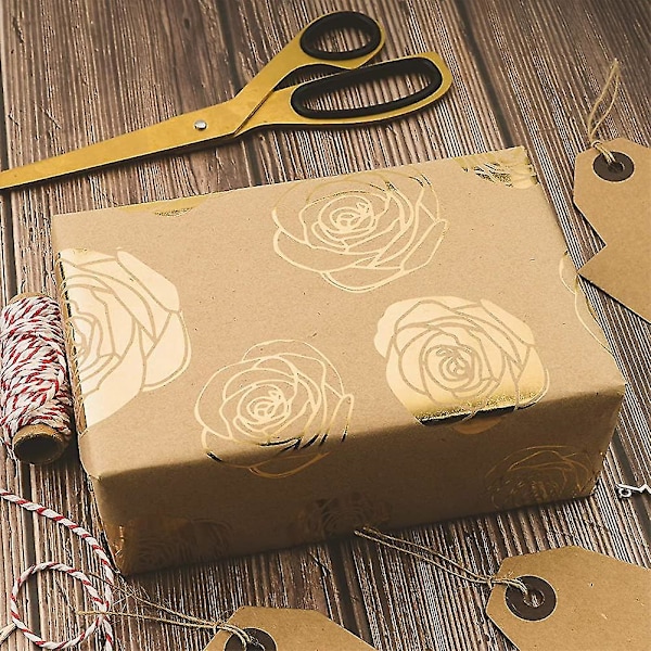 Kraft omslagspapper Roll Folie Guld Rose Design omslagspapper för bröllop