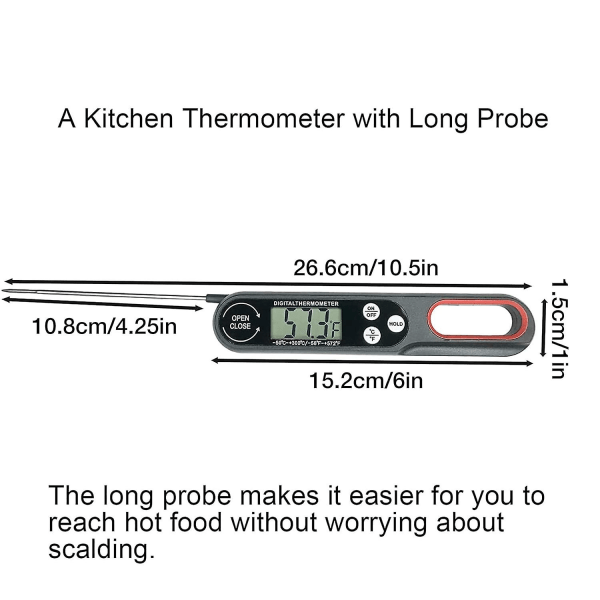 5 delar tillagningstemperaturlogger, elektrisk kötttemperaturlogger med lång sond | Tillbehör för thermal för hemmet