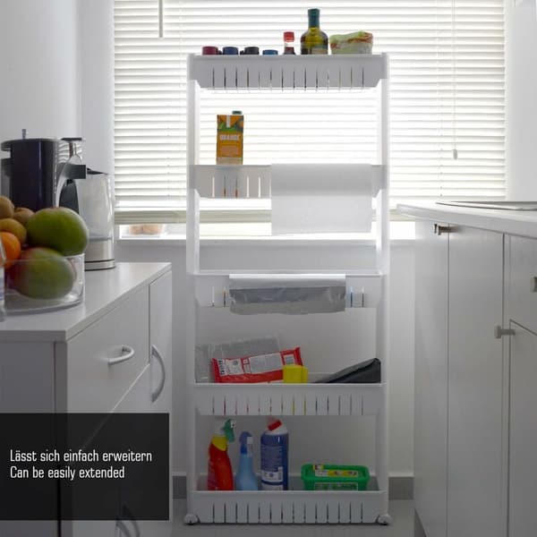 Rullende hylde til køkken og badeværelse, 3 niveauer, hvid??