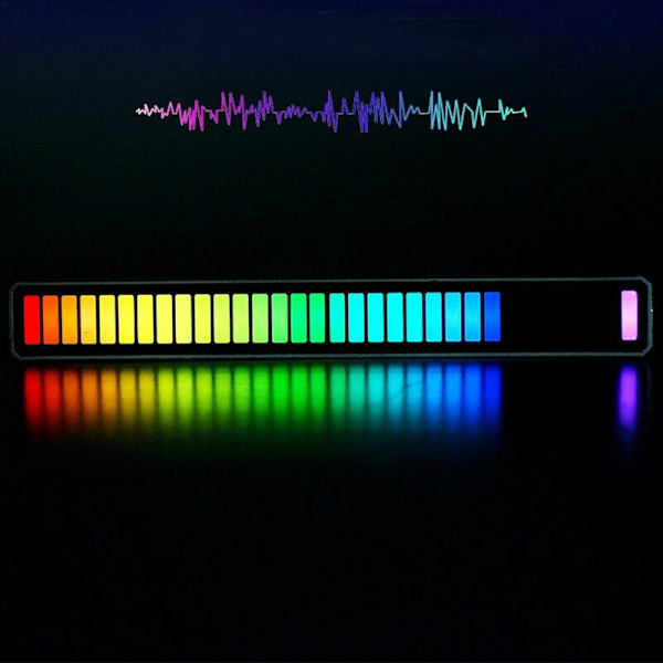 Blutooth LED-remsa, LED-rytmljus Ljudmusik Atmosfär Rytmljus 32-bitars Musiknivåindikatorljus LED-spelrörljus för bil/studio - Svart