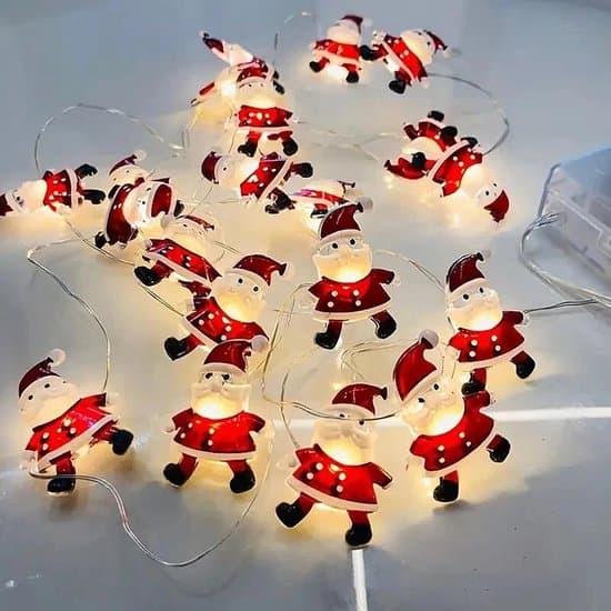 Julbelysning med jultomtefigur - 3 meter - batteridriven vit XXS