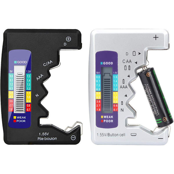 9V 1.5V LCD Digital Batteritestare CDN Knappcell Kapacitetsnivåindikator Detektor Monitor Diagnosverktyg Svart