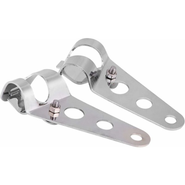 Motorcykel Forlygte Beslag 2stk Gaffel Diameter 28mm-34mm Motorcykel Rustfrit Stål Forlygte Beslag(Sølv)