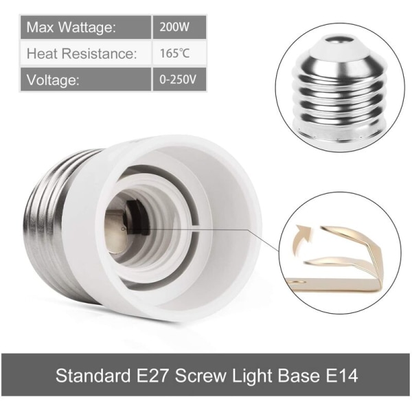 TTIO E27 till E14 4-delad sockeladapteradapter Högkvalitativ lampsockeladapter för LED-lampor & Glödlampor & CFL-lampor