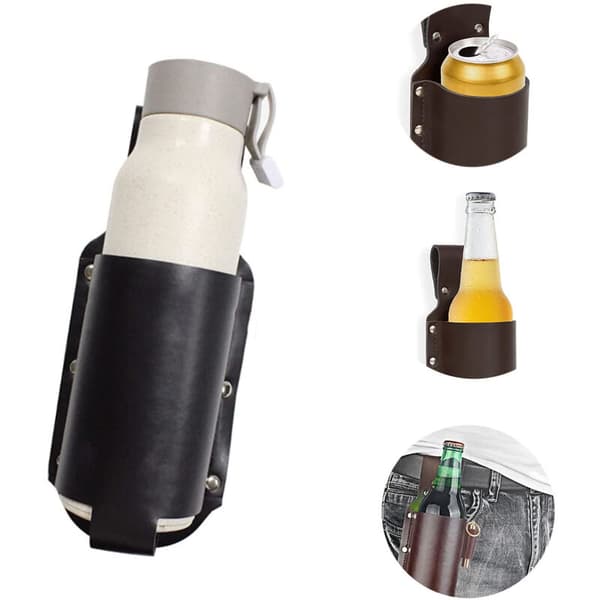 2-pack dryckesburk ölback, bärbar ölback, klassisk ölback, för öl, burkar, dricksvatten etc. (brun och svart)