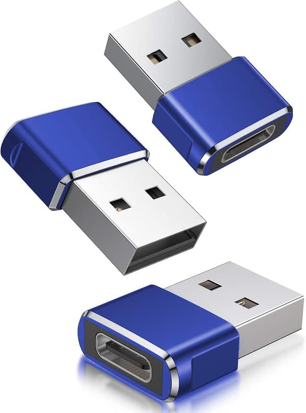 USB-C Hun til USB Han Adapter (3-pak), Type-C til USB-A Opladerkabeladapter til iPhone 11 12 Mini Pro Max, AirPods iPad, Samsung Galaxy Note 10 20 S