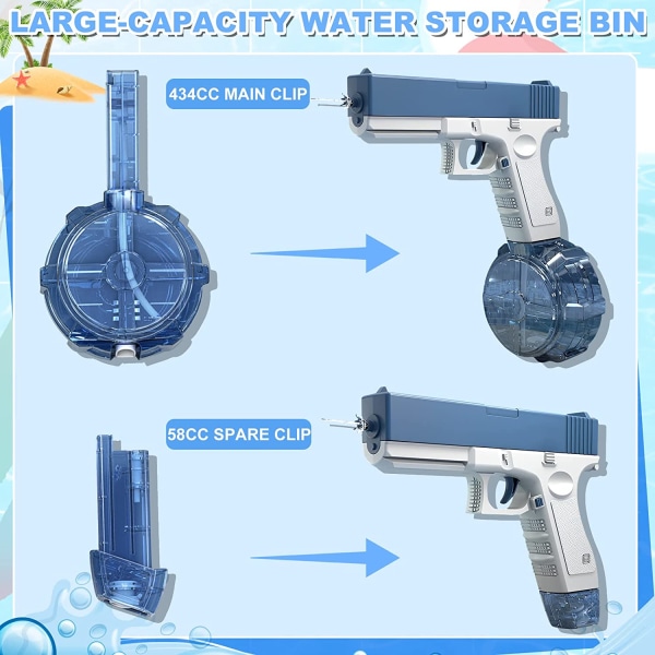En-knapps automatisk elektrisk vattenpistol sommarpoolleksaker blå