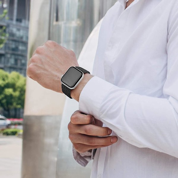 2-pack flätade Solo Loop sportband kompatibla med Apple Watch-band 42 mm 44 mm 45 mm Mjukt elastiskt armband för kvinnor och män Elastiskt band Kompatibelt med Iwa