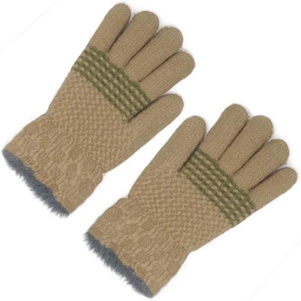 Vinterhandskar Five Finger Gloves Barn Pojkar Flickor（Khaki）