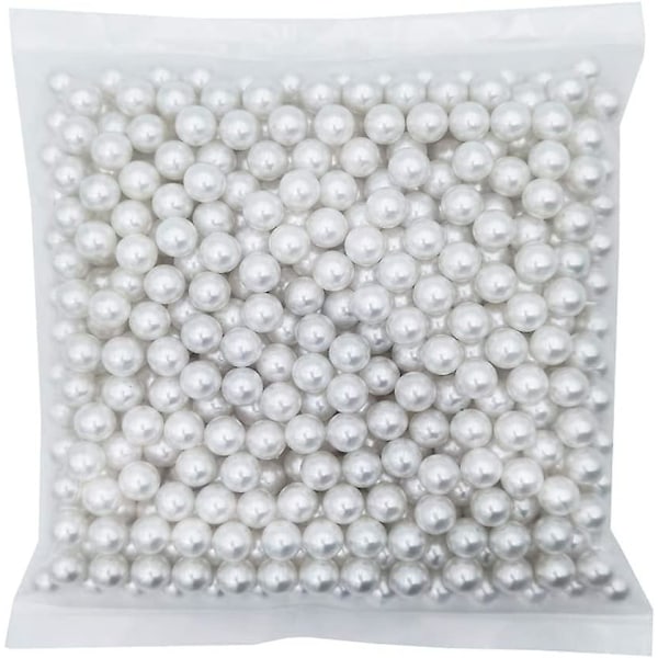 580pcs White Undrilled Abs Art Faux Pearls For Vase Fillers, 10mm No Hole Makeup Beads To Hold Brush Eyeliner, Imitation Round Pearl Beads For Table S