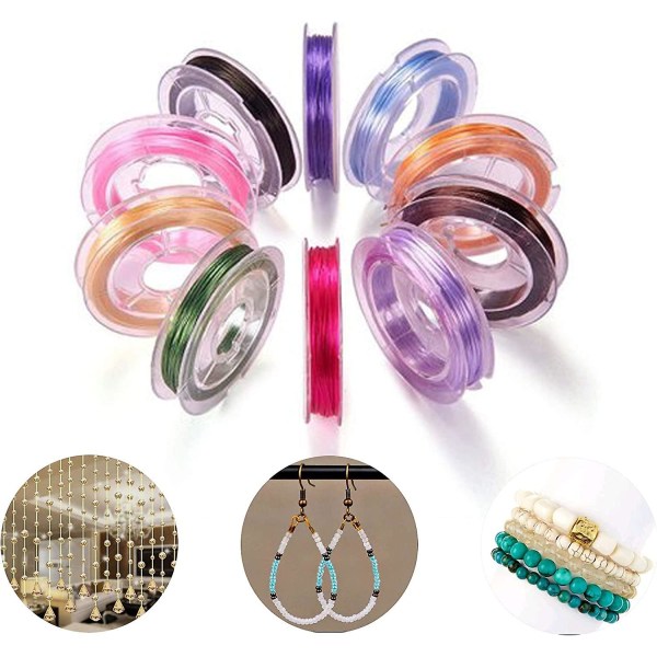 10 rullar med blandade färger elastiska pärlstavar DIY smycken gör rep