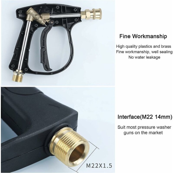Højtryksrenser sprøjtepistol med 5 dyser, 4000 PSI 1/4 Quick Connect skumpistol, M22 hangevind sprøjtepistol til bilvask