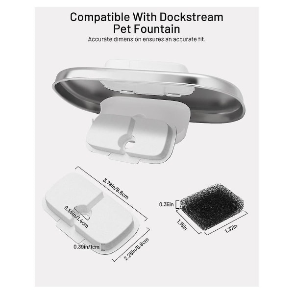 12-pack ersättningsfilter för Dockstream trådlös vattenfontän Plwf005/plwf115/wf105, husdjursfontän