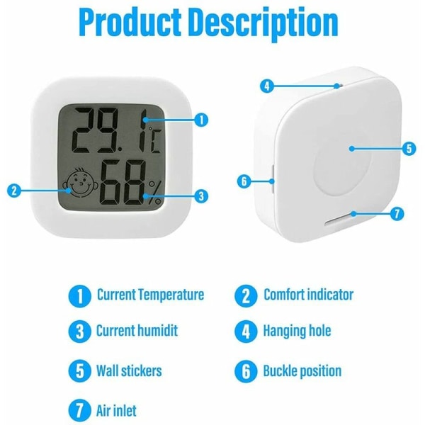 4-pack termometer hygrometer inomhus, högprecisions luftfuktighetsmätare termometer inomhus, -10℃70℃ för barnrum vardagsrum kontor växthus