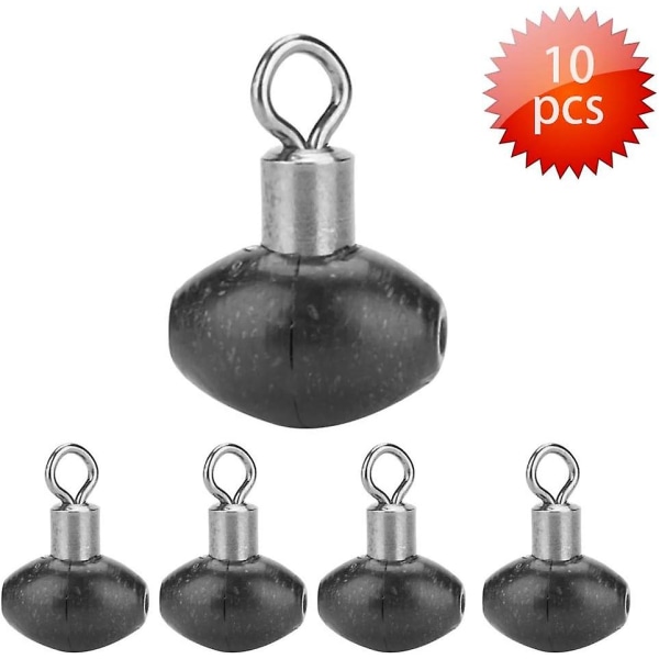 10 st Fiske Swivel Dragkedja Slider Bead Pulley Line Fiskeutrustning Svart
