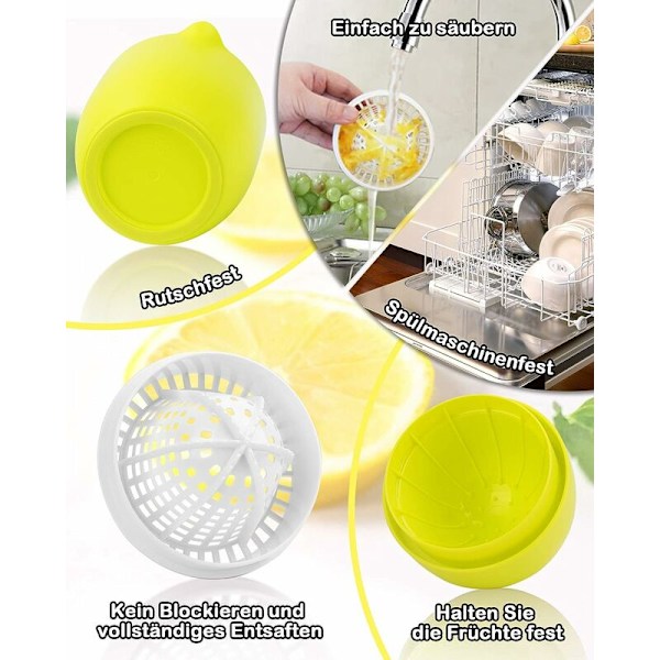 Manuell citrusjuicer med unik citronformad design Två användningssätt för olika frukter (gul)