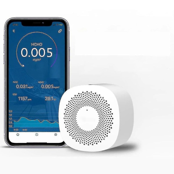 Digital Co2-mätare Gasdetektor Co2-sensor Luftkvalitetsmonitor Formaldehyd Tvoc Koldioxid Trådlös App Luftanalysator