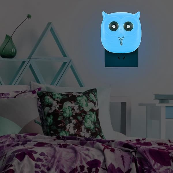 110-220v LED-nattlampa med sensor och ljuskontrollsystem för sovrum, hem, inomhus, blå
