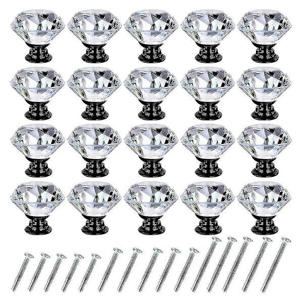 20st Kommod Låda Skåp Knoppar 30mm Diamantformade Kristallknoppar Drag För Kök Garderob Cupb