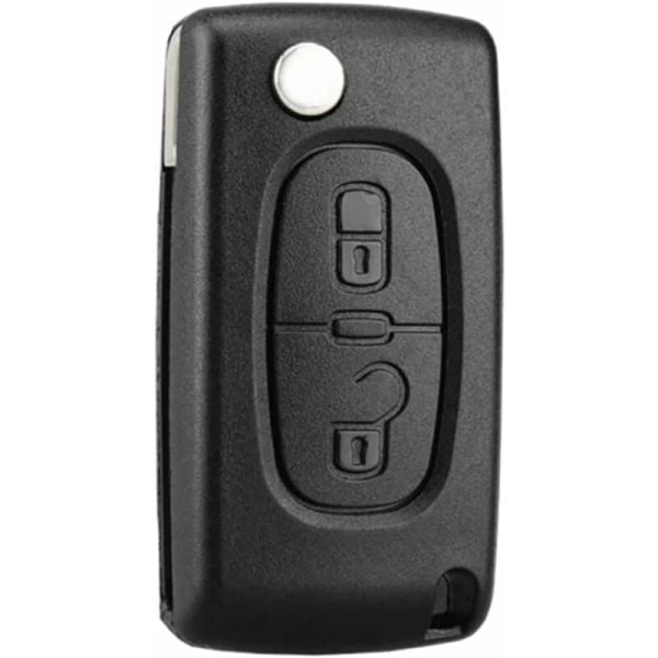 2-knappars nyckelskal kompatibel CE0523 flip-nyckel för Peugeot 207 307 308 407 408 3008 5008 Citroen C2 C3 C4 C5 C6 C8 (2-knappar, CE0523)
