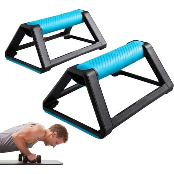Ergonomiske skridsikre armbøjningsstativer 19×11×7 cm, blå.