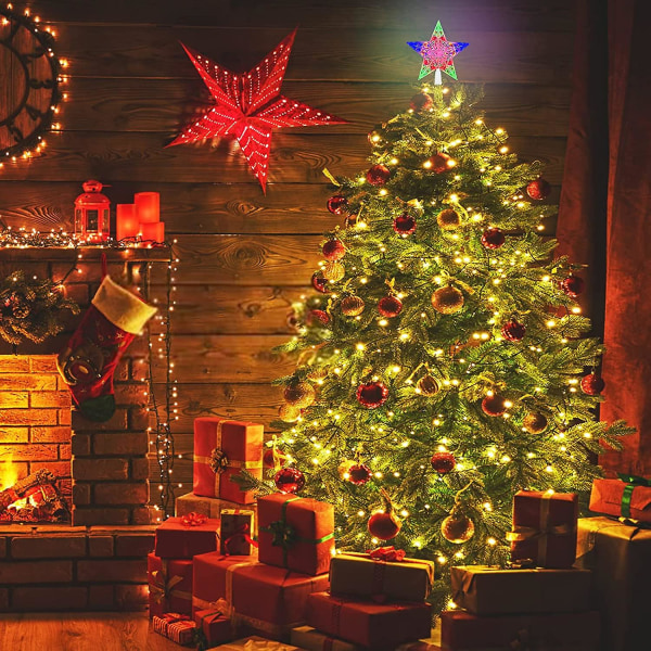 Joulukuusitähti, Led Tree Topper Light, Sytytä joulukuusentähti, kimalteleva joulukuusentähti, joulukuusenkorjaus, tähti jouluksi,