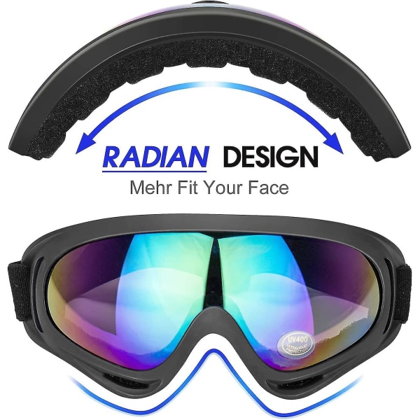 Skidglasögon, Wruas 2-pack Skidåkning Snowboardglasögon för Wruas Barn Män Kvinnor Pojkar Flickor, Wruas Uv400 skydd