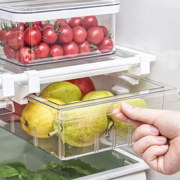 4-fack Organizer Låda Äggbricka Matbehållare Förvaringslåda Låda Utdragbar bricka Låda Space Saver Kök Organizer