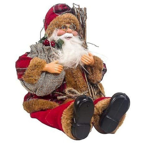 Santa Claus sittande docka, tyg juldocka Gammal man docka dvärgdocka juldekoration barnleksaker