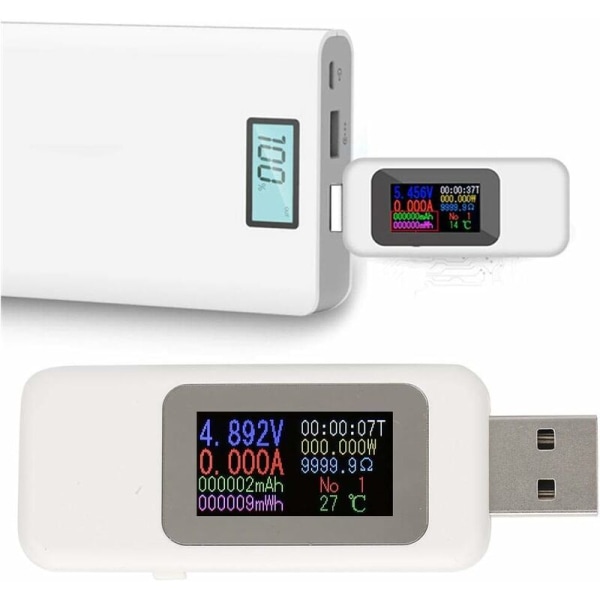 USB-testare Laddare Detektor Triumph LCD-display USB-testare Laddare Detektor Digital Voltmeter Ammeter Spänningsmätare DC4-30V(Vit)