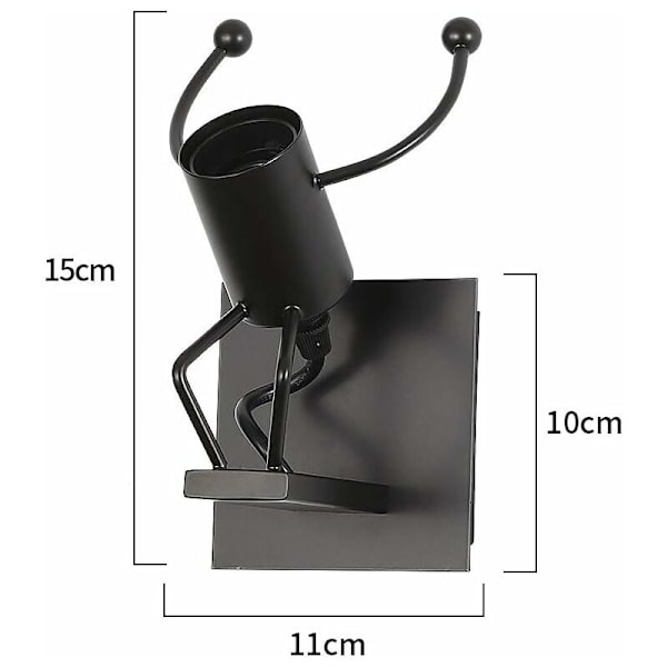 LED-vägglampa inomhus, modern vägglampa, E27 retro metalllampa, lämplig för vardagsrum, sovrum, hall, trappa, utan glödlampor